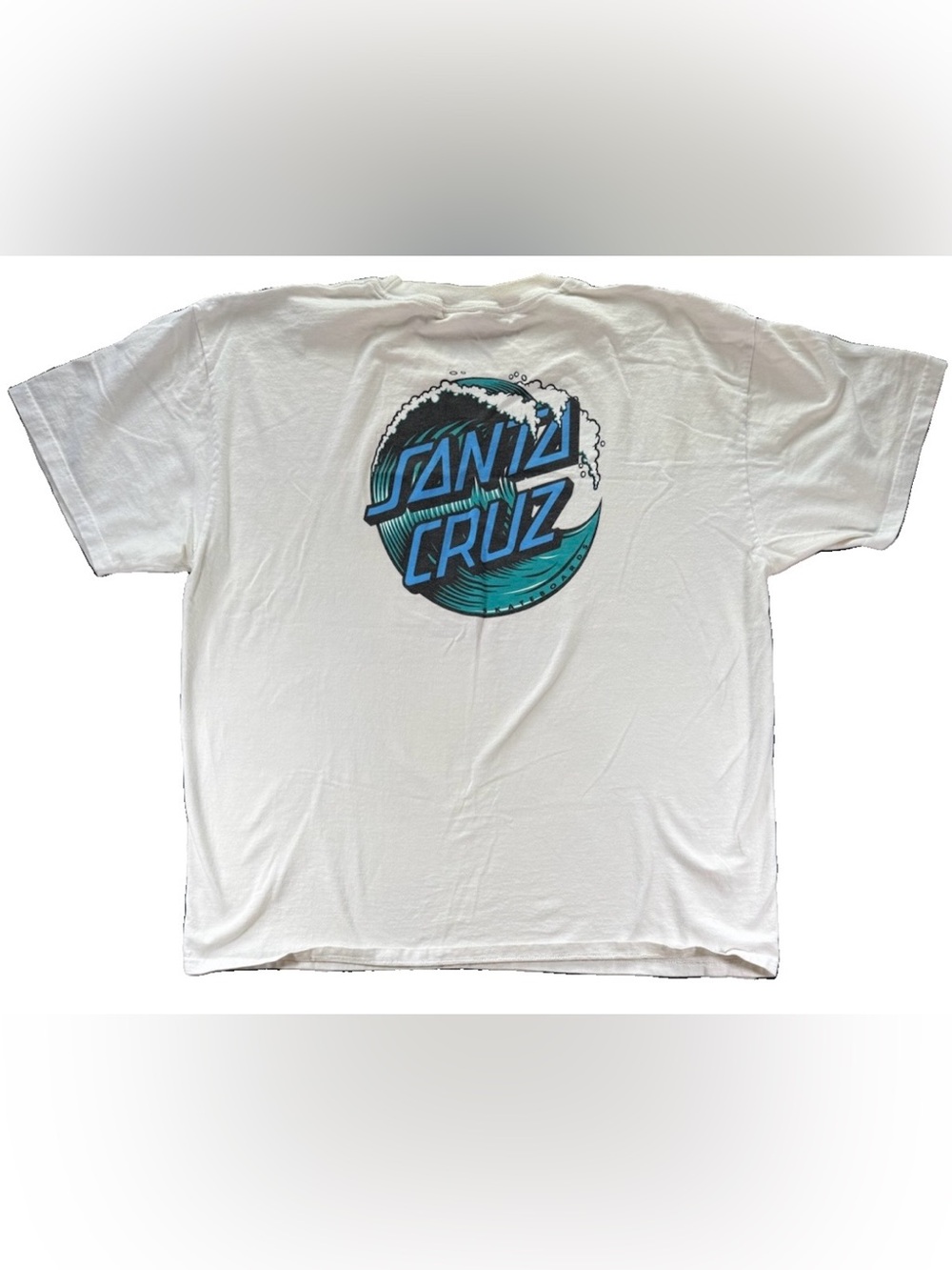 Santa Cruz Wave Logo T Shirt Men's XL White Ocean Skateboard Surf Cali Beach